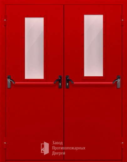 Фото двери «Двупольная с стеклом и антипаникой (красная)» в Троицку