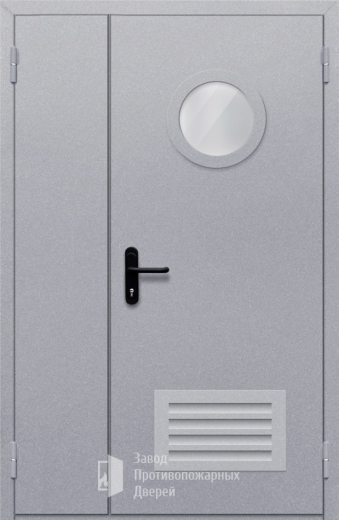 Фото двери «Полуторная с круглым стеклом и решеткой» в Троицку