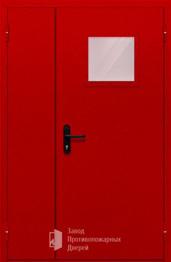Фото двери «Полуторная со стеклопакетом (красная)» в Троицку