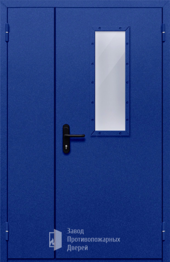 Фото двери «Полуторная со стеклом (синяя)» в Троицку