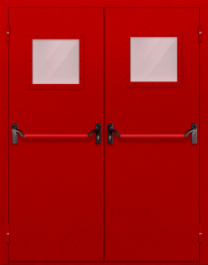 Фото двери «Двупольная со стеклопакетом и антипаникой (красная)» в Троицку