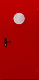 Фото двери «Однопольная с круглым стеклом (красная)» в Троицку