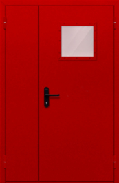 Фото двери «Полуторная со стеклопакетом (красная)» в Троицку