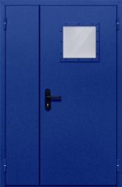 Фото двери «Полуторная со стеклопакетом (синяя)» в Троицку